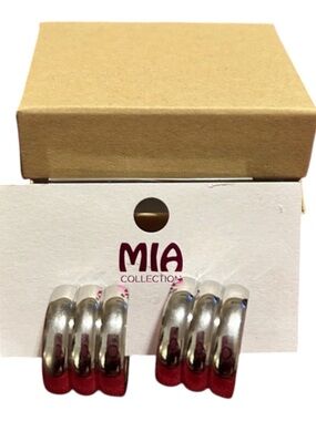 MIA Silver Triple-Row Hoop Earrings